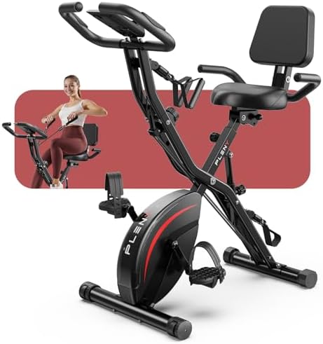 PLENY Folding Exercise Bike, 5 IN 1 Indoor Stationary Bikes for Home