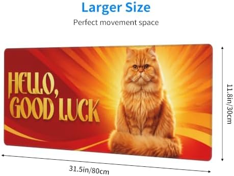 Persian Cat Cute Mouse Pad Mouse Pads for Desk 11.8x31.5 in Red Gold