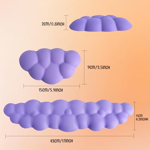 Keyboard Wrist Rest Mouse Wrist Support Set, Cloud Keybroad Wrist Rest Pad with Non-Slip PU Base, Memory Foam Wrist Rest for Pain Relief Computer Laptop Gaming Home Office, Purple
