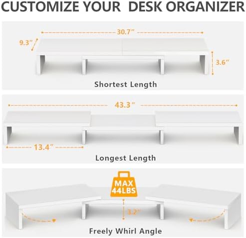 TAVR Dual Monitor Stand Riser, Wooden Computer Monitor Stand for 2 Monitors