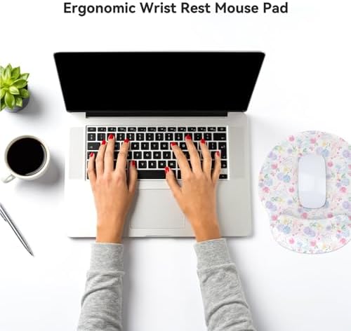 RICHEN Ergonomic Mouse Pad with Wrist Support,Non-Slip Rubber Base for Computer Laptop & Mac,Lightweight Rest for Home,Office & Travel (Hydrangea Swan)