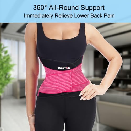 Back Brace for Lower Back Pain, Lumbar Support for Women&Men 02 Pink-M