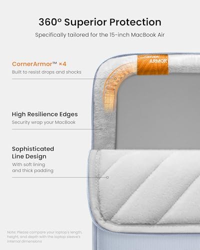 tomtoc 360° Protective Laptop Sleeve for 15-inch MacBook Air M5/A3448 2026