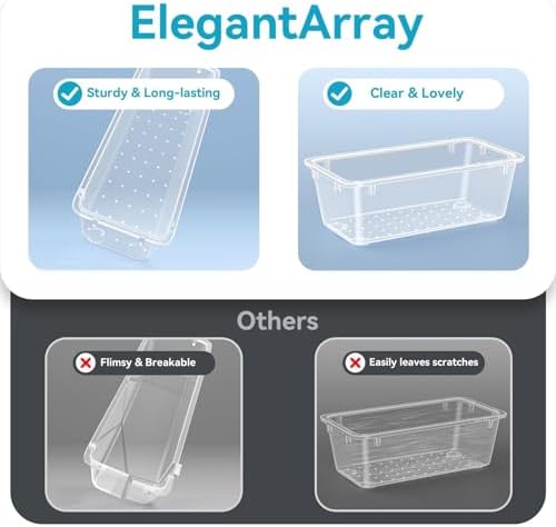 12 PCS Drawer Organizer Set, Makeup Organizers, Tool Storage Trays, Clear