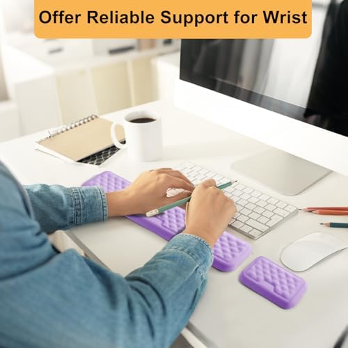 Keyboard Wrist Rest Mouse Wrist Support, Memory Foam Wrist Rest Pad for Computer Laptop, Ergonomic Wrist Cushion Support for Typing Pain Relief, Gaming Home Office, Purple
