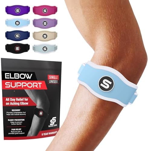 Sleeve Stars Tennis Elbow Brace for Men & Women, 9"-23" (Pair/Light Blue)