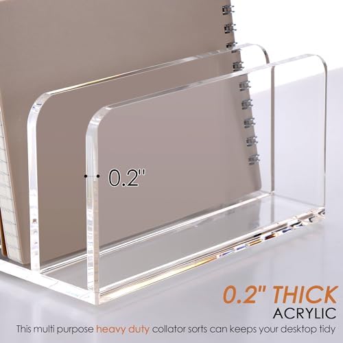 SANRUI Acrylic Mail Holder, 5-Slot Vertical Letter Sorter, Clear