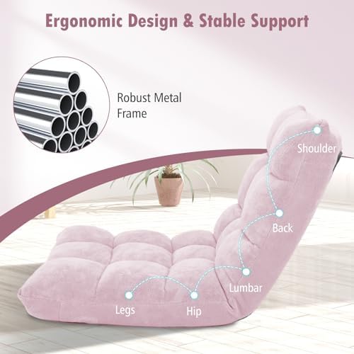 GIANTEX Floor Chairs for Adults, Floor Gaming Chair (Light Pink)