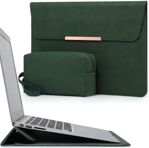 HYZUO 13 Inch Laptop Sleeve Case with Stand for MacBook Air, Midnight Green
