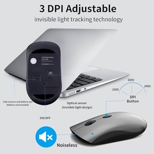 Slim Silent Full Size Wireless Keyboard Mouse Combo Space Grey