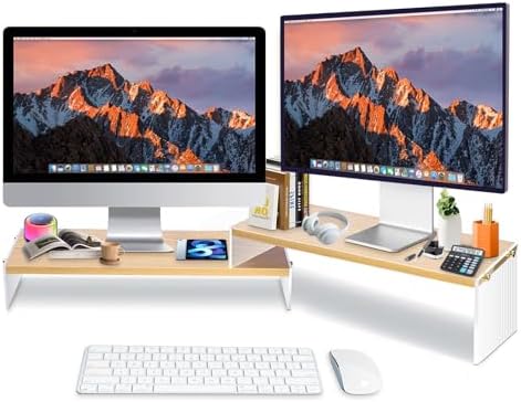 YGYQZ Adjustable Monitor Stand Riser, 7.67"×19.3" Dual Monitor Desk Stand