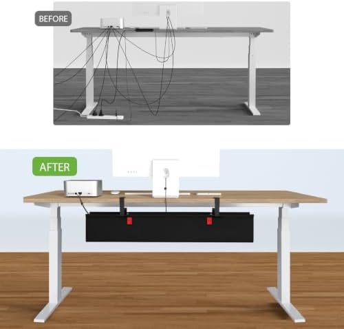 KEEGH Large No Drill Under Desk Cable Management Tray 36 in, Black