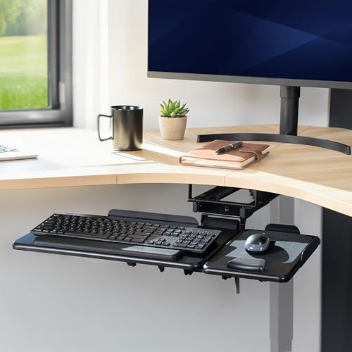 VIVO Black Under Desk 27 x 12 in Tilting Keyboard Tray, Mount-KBTM1