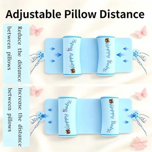 Adjustable Head Neck Support Pillow, Hypoallergenic Breathable Cushion for Rest, Blue Style with Side Ear Panels