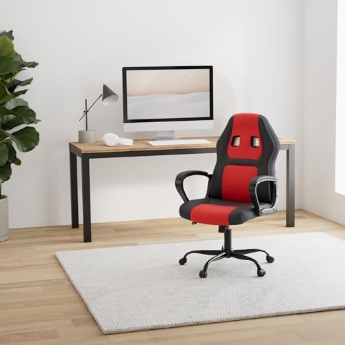 Gaming Chair PC Computer Chair Office Chair for Adult Teen Kids, Ergonomic PU Leather Gamer Chair with Lumbar Support High Back Adjustable Rolling Swivel Desk Chair, Red