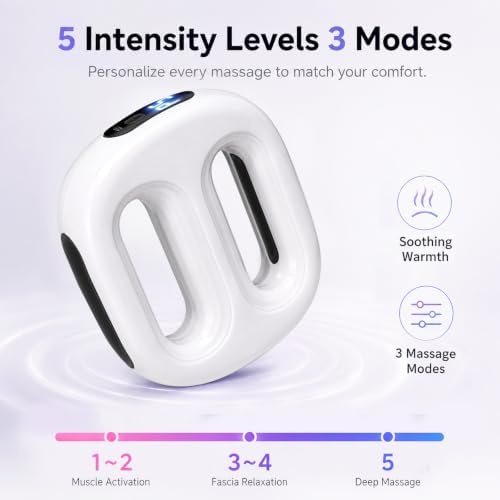 Fascia Ring Massager, Hands Free Full Body Vibration Device with Adjustable Strap, 3 Modes & 5 Intensity Levels for Belly, Shoulders, Waist & Legs