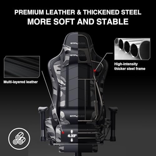 GTPLAYER Gaming Chair with Footrest Speakers Video Game Chair Bluetooth Music Heavy Duty Ergonomic Computer Office Desk Chair