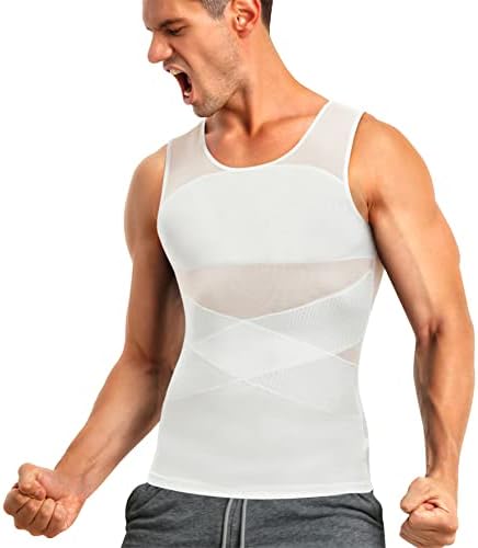 TAILONG Men's Compression Shirt for Body Shaper Slimming Vest Tight Tummy Underwear Tank Top