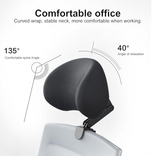 Office Chair Headrest Attachment Universal,Adjustable Height Angle Chair Headrest Attachment,Ergonomic Head Neck Pillow,Soft Headrest Cushion Attachable Headrest for Office Chair Black