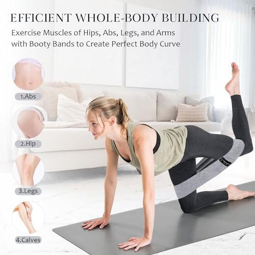 HIMESPORNER Wide Fabric Resistance Bands for Working Out 3 Level