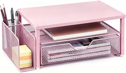 Spacrea Desk Organizers and Accessories, Printer Stand with Storage, Pink