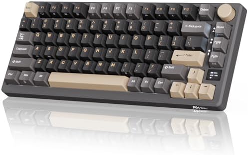 RK ROYAL KLUDGE M75 Wireless Mechanical Keyboard 2.4Ghz/BT5.1/USB-C Gaming Keyboard 75% Layout 81 Keys Gasket Mount with OLED Display & Knob RGB Backlight Hot-Swappable Light Switch, Grey