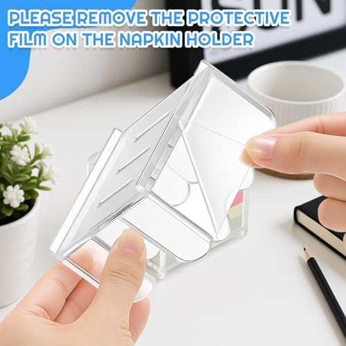 2 Pcs 3x3 Inch Scalloped Acrylic Sticky Note Holder, Clear Note Dispenser