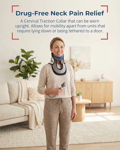 DDS, Inc. MAX Cervical Traction Collar Neck Brace for Discomfort Reduction, Neck Decompression Devices for Pinched Nerve, Stretcher, Pneumatic Support, Relaxation & Cervical Spine Alignment(13"-16.5")