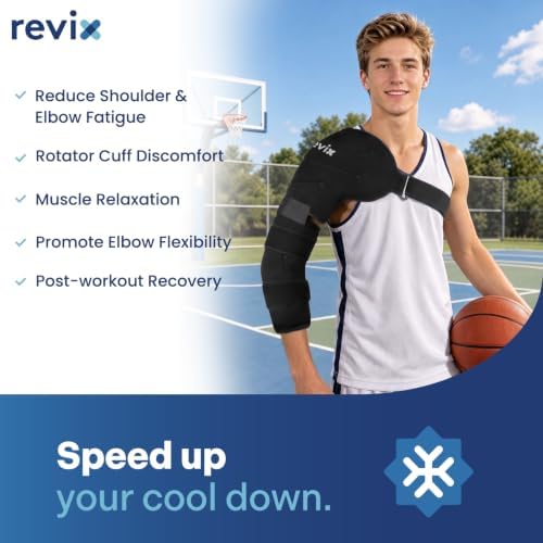 REVIX Shoulder Elbow Ice Pack Wrap, Arm Ice Pack Sleeve for Pitchers, L