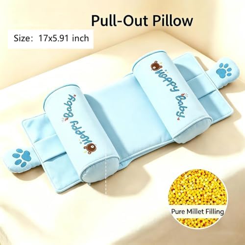 Adjustable Head Neck Support Pillow, Hypoallergenic Breathable Cushion for Rest, Blue Style with Side Ear Panels