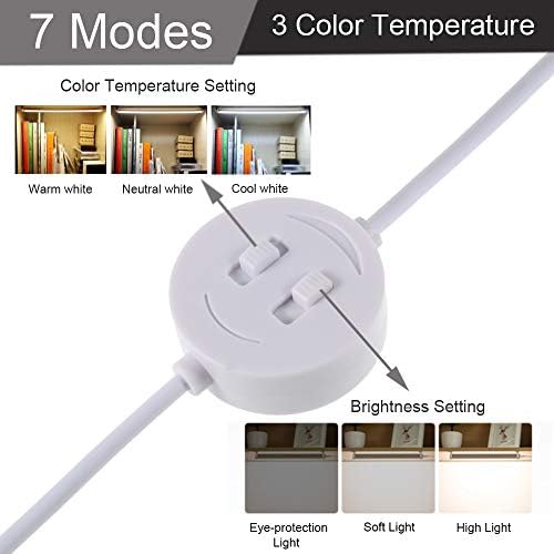 Dimmable Under Cabinet Lighting, Portable USB Reading Strips Craft Light Eye-care LED Desk Reading Lamp Light Great for Craft Table,Pianos,Music Stands,Kitchen,Wardrobe,Shelf,Drawer (warm&cool)