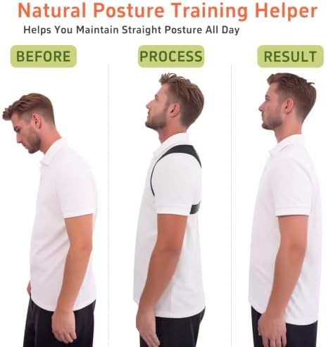 Posture Corrector for Women and Men, Adjustable Back Brace Shoulder Straightener, Upper Back Support Brace for Neck Shoulder Back Pain Relief, Breathable Posture Corrector for Daily Wear Black, L/XL