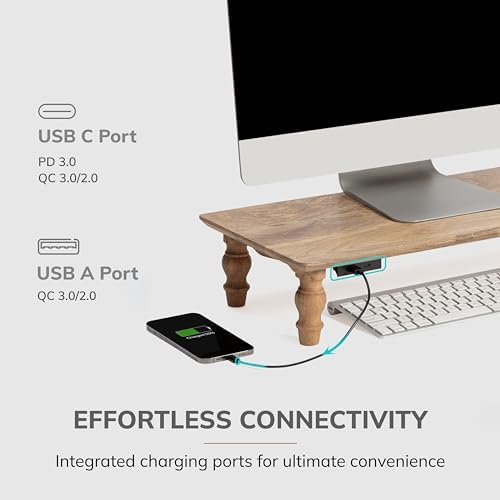 Anji Mountain Monitor Stand for Desk - Desktop Organizer & Laptop Riser, Ergonomic Monitor Riser, Space-Saving, Durable, Easy Assembly & Ideal for Home & Office,Natural, 24-Inch, Power Edition