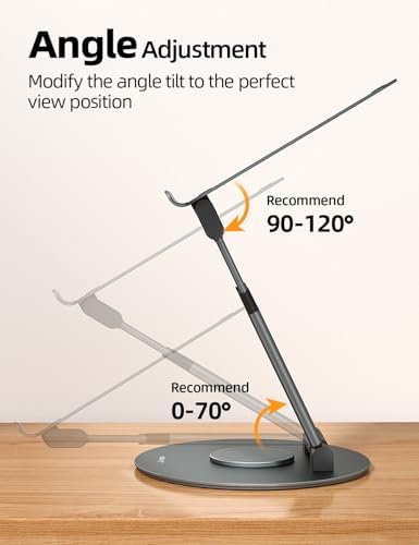 Nulaxy 18" Height Telescopic 360 Rotating Aluminum Laptop Stand Desk, Gray