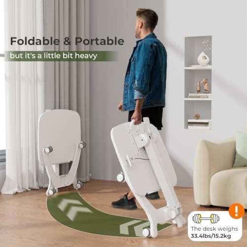 27" Foldable Standing Desk, Mobile Laptop Cart on Wheels