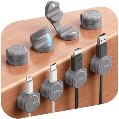 FLYLEAD 8-Pack Silicone Cord Organizer Magnetic Cable Clips, Adhesive