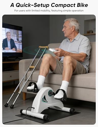 Under Desk Bike Pedal Exerciser for Seniors, LUBBYGIM Mini Exercise Bike for Physical Therapy, Electric Motorized Foot Pedal Machine for Arm and Leg Fitness, 6 Speed Levels