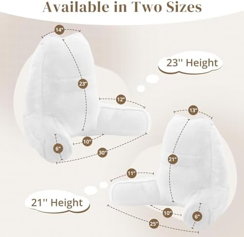 Sasttie Reading Pillow for Bed, Back Pillow for Sitting Up, White