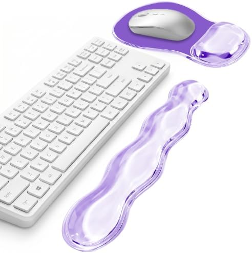 Keyboard Wrist Rest & Ergonomic Mouse Pad with Wrist Rest Set, Cute Transparent Gel Wrist Rest for Keyboard and Mouse, Soft Support for Pain Relief, Office, Gaming Desk Accessories（Purple）