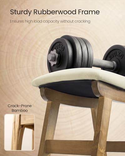 SONGMICS Foot Stool Ottoman, Padded Foot Rest Under Desk, Solid Wood Frame