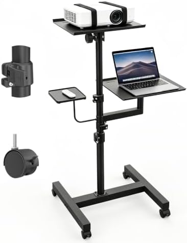 KOOV 2 Shelves Projector Stand, Max 47" Height Adjustable Laptop Stand