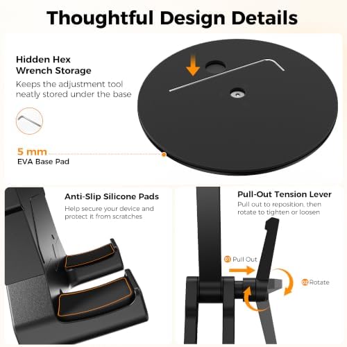 Portable Monitor Stand for Desk, Heavy Duty Adjustable Tablet Stand Holder