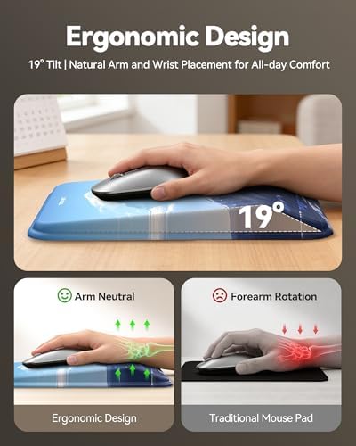 TECKNET Ergonomic Mouse Pad with Wrist Rest, All-Day Comfort & Pain Relief