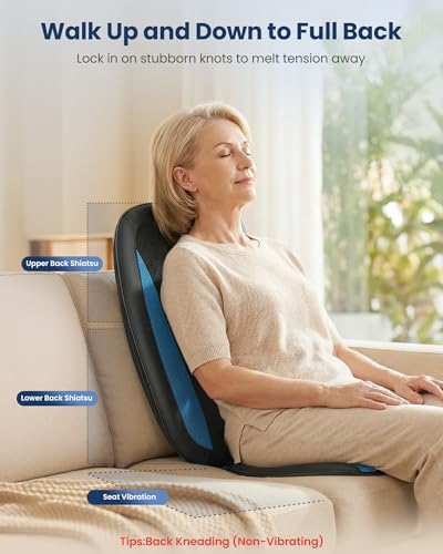 COMFIER Shiatsu Back Massager with Heat, Deep Tissue Kneading Chair Massager Pad, Massage Chair Pad for Full Back, Massage Seat Cushion for Back Pain Relief