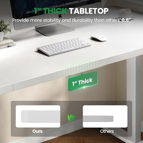 White 60x28 in Electric Standing Desk, 1 Inch Thick Tabletop