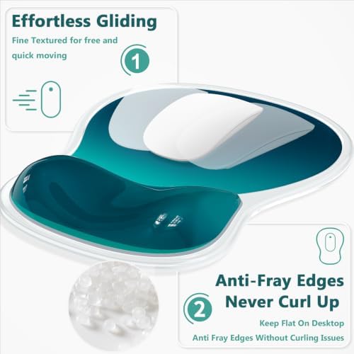 AKIT Ergonomic Mouse Pad and Keyboard Wrist Rest Set, Aurora Green