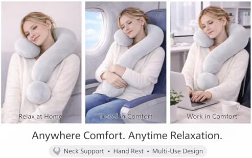 EVOLIVE Question Mark Neck Pillow 15"x24", Velvet Support (Light Grey)