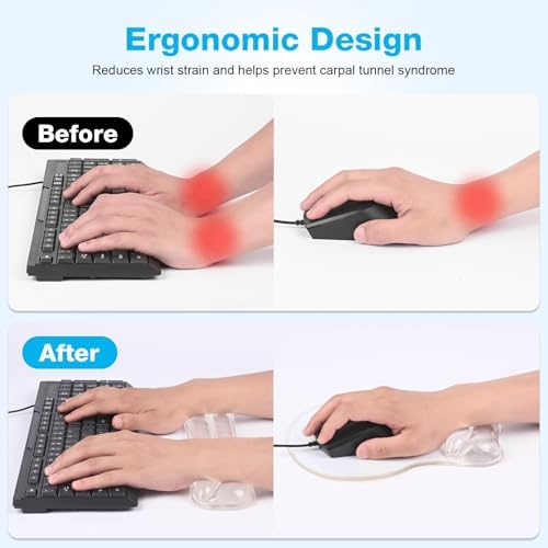 Gel Wrist Rest Mouse Pad Set, Ergonomic Support for Office Gaming