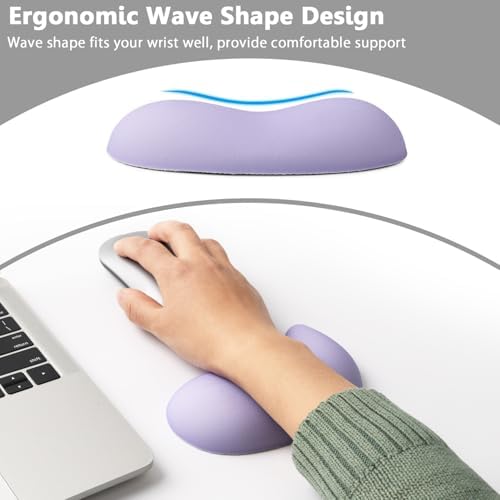 Keyboard Mouse Wrist Rest Set, Gel Ergonomic Wrist Rest for Keyboard and Mouse Non Slip Base, for Laptop, Desktop Computer, Office Desk Accessories (Purple)