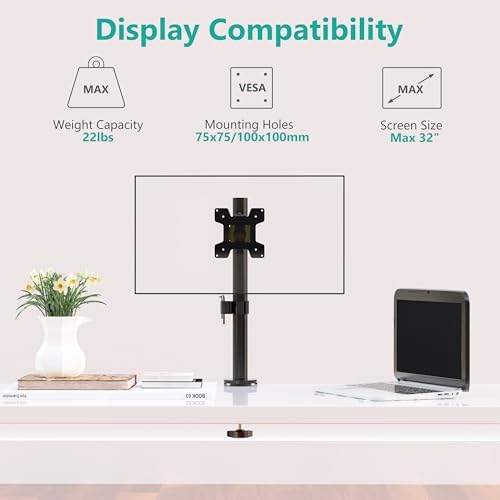 WALI Single Monitor Mount, Vesa Monitor Arm for 13-32 inch, up to 22lbs